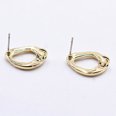 即日発送！チタンピアス金具 抜き不規則 カン付き 15×20mm ゴールド【4ヶ】