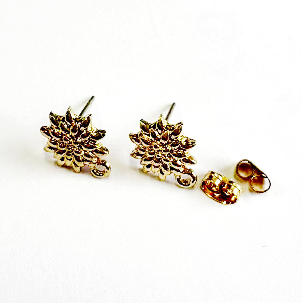 即日発送！ピアス金具 花 カン付き 10mm×13mm【4ヶ】
