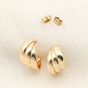 即日発送!デザインピアス フープ 12×20mm ゴールド(2ヶ)