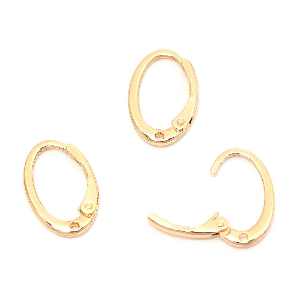 即日発送！開閉式フープピアス ワンタッチピアス フープピアス金具 簡単装着ピアス 約10×15mm (4ヶ)