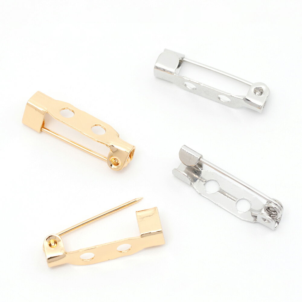 即日発送！ブローチピン 銅製 バッジ 2穴 ゴールド/ロジウム 約20mm（8ヶ）