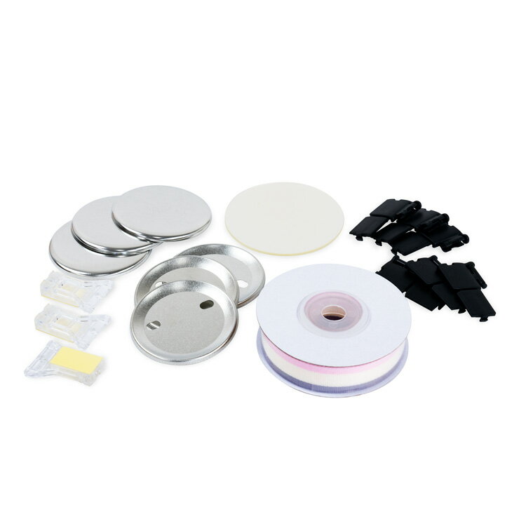 樂天商城 - 57mm メダルパーツセット 50個入 ストライプ [ピンク&バターミルク&グレー]