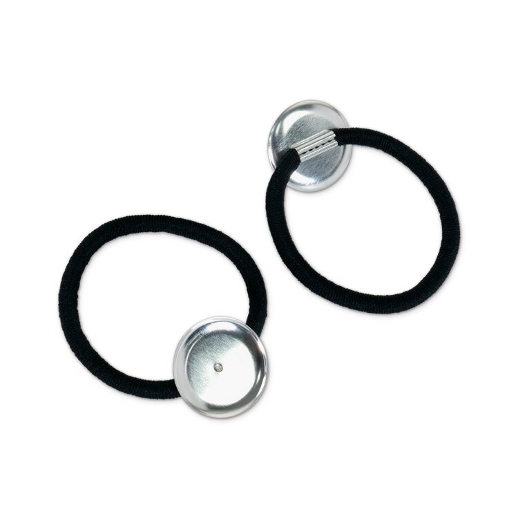 台座付きヘアゴム 25mm [シルバー] 太ゴム [黒] 2個入