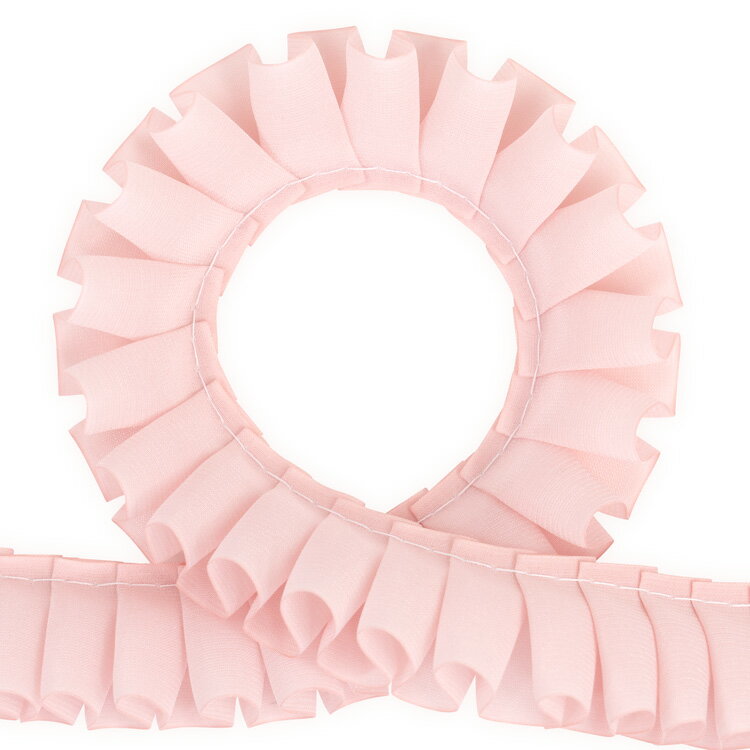 ジョーゼット プリーツリボン 2.4cm幅 ローズピンク 1m / Georgette Pleated Ribbon 24mm Rose Pink 1m