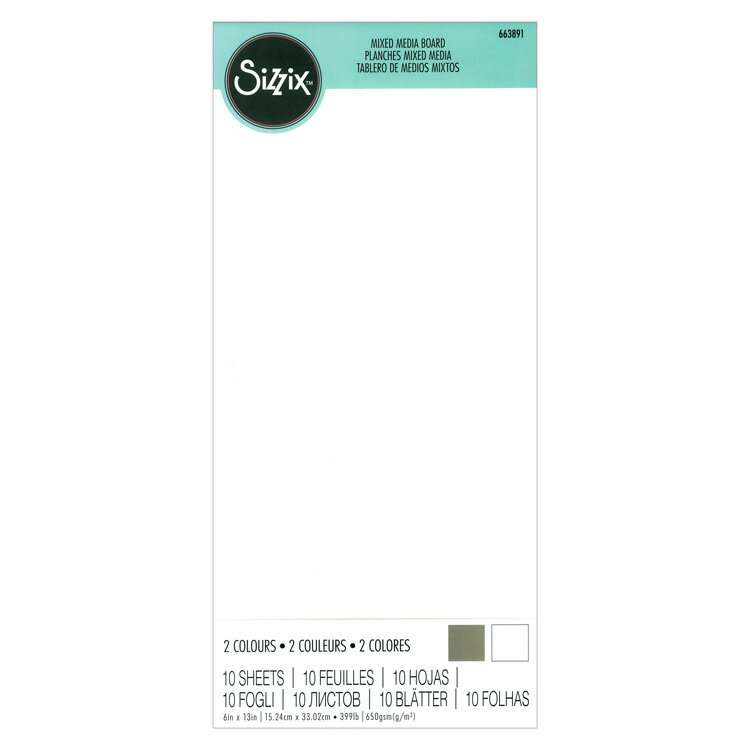 Sizzix Surfacez ミクストメディアボード ホワイト グレイ 15.24cm × 33.02cm 10枚入 / Mixed Media Board White and Gray 6 × 13 10pc