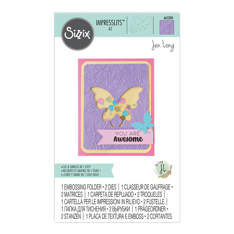 Sizzix シジックス インプレスリッツ エンボッシング フォルダー バラフライ メドウ / Impresslits Embossing Folder Butterfly Meadow by Jen Long