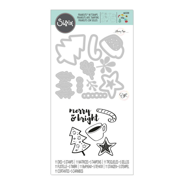 Sizzix シジックス フレームリッツ スタンプ ダイ セット メリーモチーフ / Framelits Die Set 8PK w/Stamps Merry Motifs by Olivia Rose