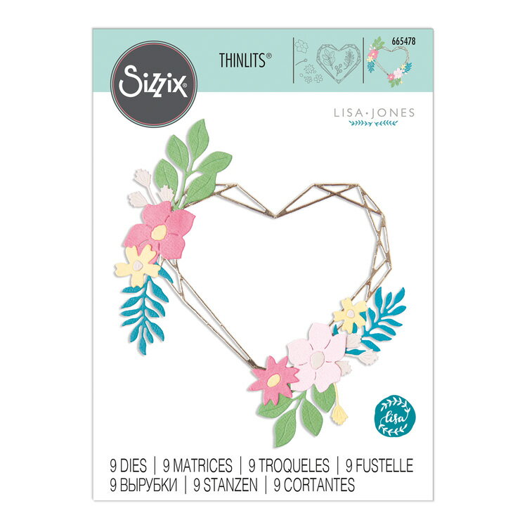 ハート型　パンチ Sizzix シジックス シンリッツ ダイ セット [フローラル ジオハート フレーム] / Thinlits Die Set 9PK Floral Geo Heart Frame by Lisa Jones