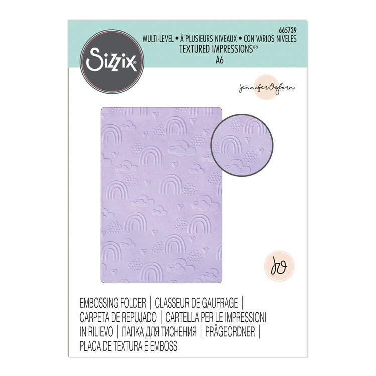 Sizzix シジックス マルチレベル テクスチャード インプレッションズ エンボッシング フォルダー レインボー スカイ / Multi-Level Textured Impressions Embossing Folder Rainbow Sky by Jennifer Ogborn