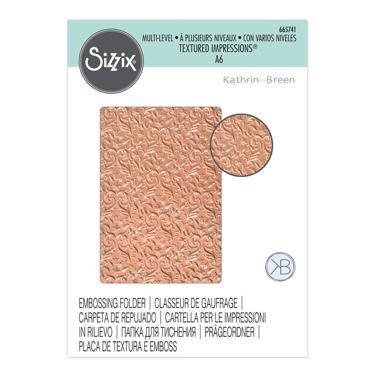 Sizzix シジックス マルチレベル テクスチャード インプレッションズ エンボッシング フォルダー フラリッシュ / Multi-Level Textured Impressions Embossing Folder Flourishes by Kath Breen
