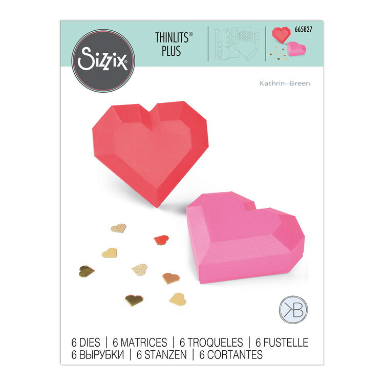 ハート型　パンチ Sizzix シジックス シンリッツ ダイ セット [ジオ ハート ボックス] / Thinlits Dies Geo Heart Box 6PK by Kath Breen