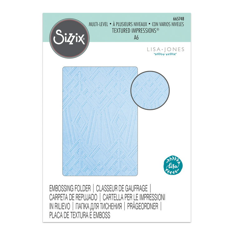 Sizzix シジックス マルチレベル テクスチャード インプレッションズ エンボッシング フォルダー ジオ ダイヤモンド / Multi-Level Textured Impressions Embossing Folder Geo Diamonds by Lisa Jones