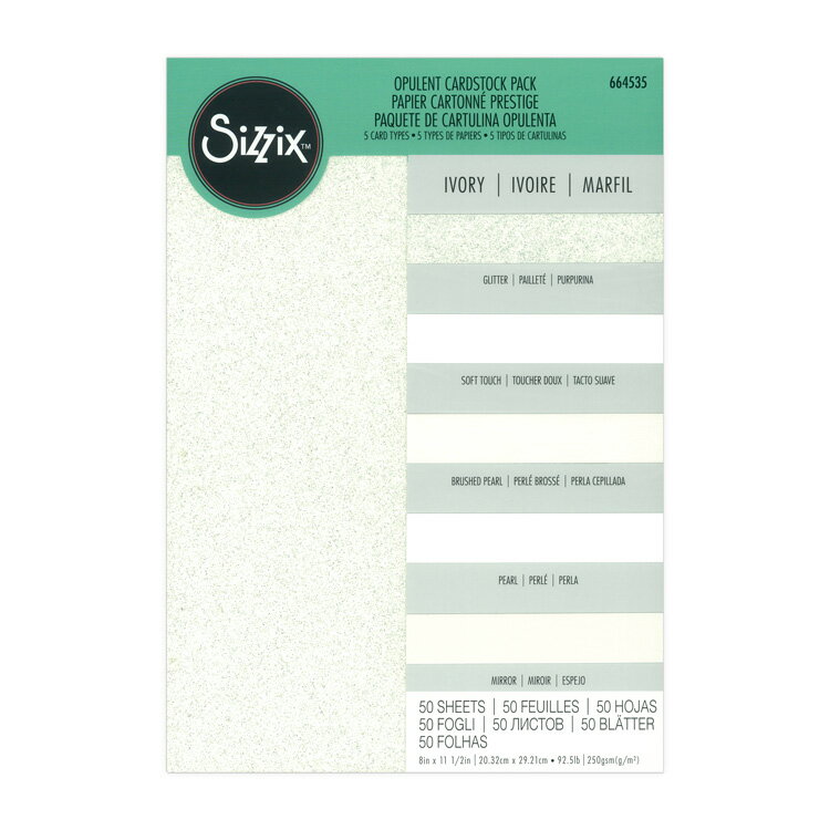 Sizzix シジックス Surfacez カードストックパック アイボリー 20.32cm x 29.21cm 50枚入 / The Opulent Cardstock Pack 8 x 11 1/2 Ivory 50 Sheets