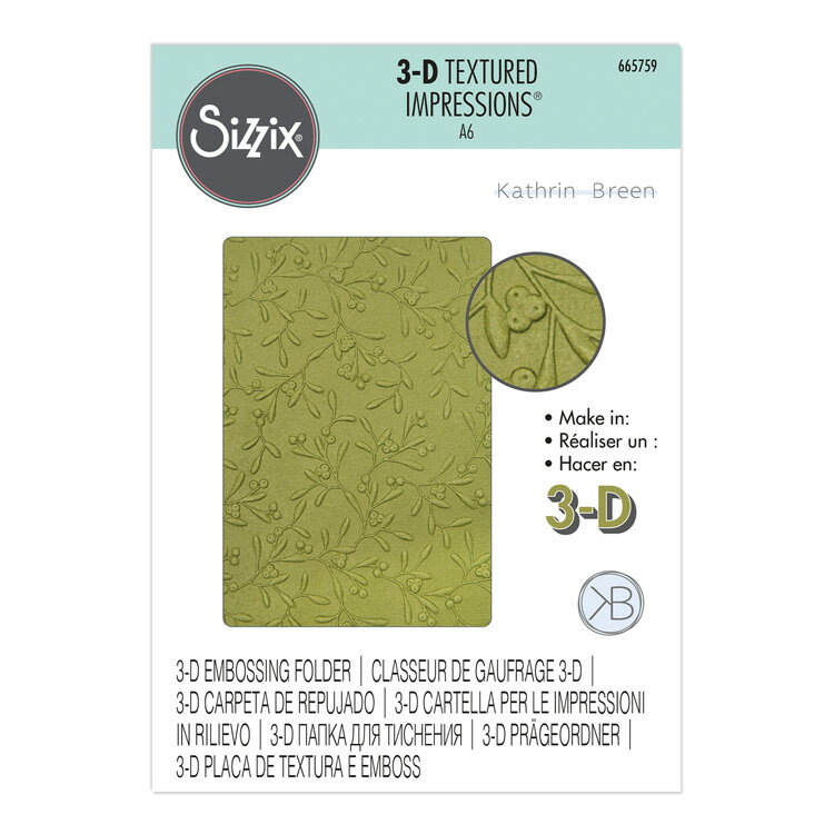 Sizzix シジックス 3D テクスチャード インプレッションズ エンボッシング フォルダー デリケート ミスルトゥ / 3-D Textured Impressions Embossing Folder Delicate Mistletoe by Kath Breen