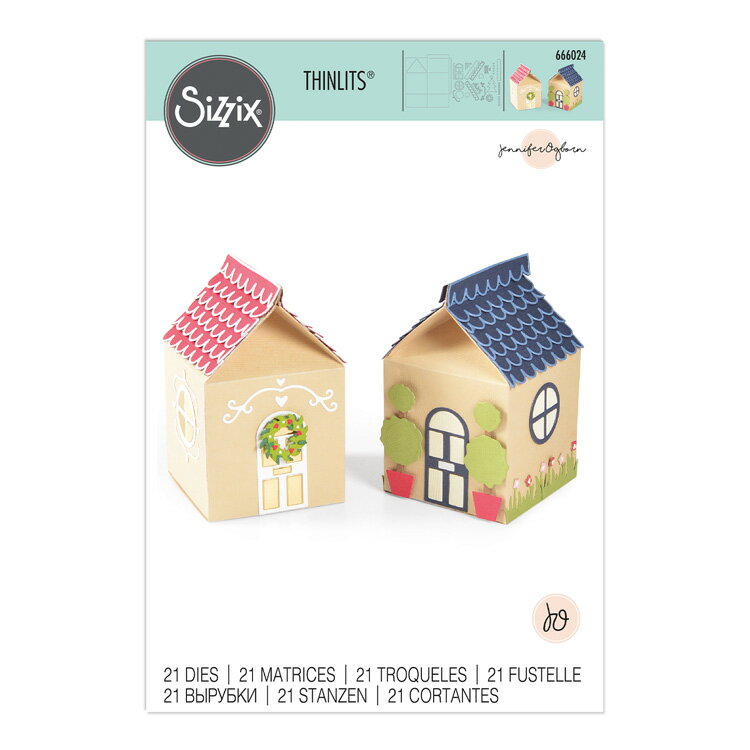 Sizzix シンリッツ ダイ セット [シーズナルハウス ギフトボックス] / Thinlits Die Set 21PK Seasonal House Gift Box by Jennifer Ogborn 1