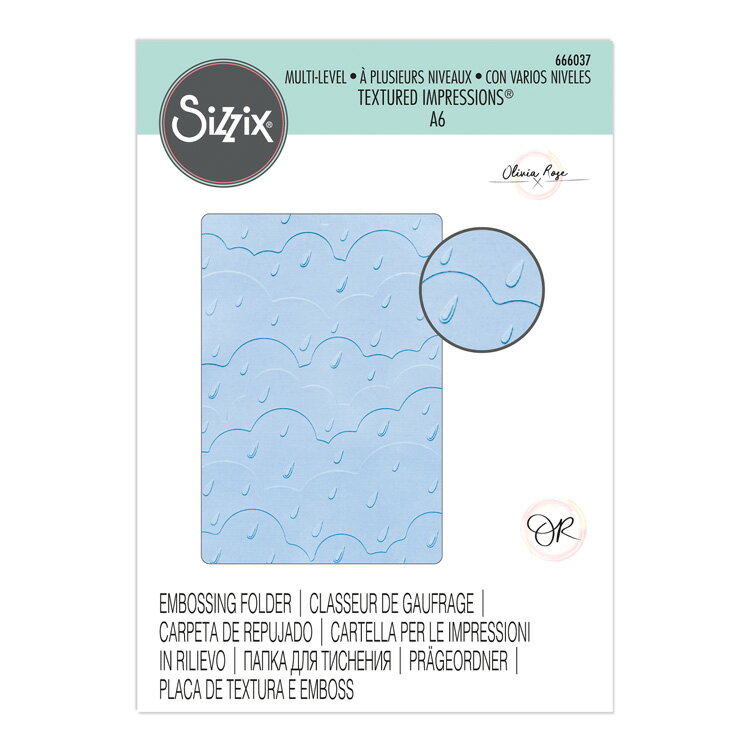 Sizzix シジックス マルチレベル テクスチャード インプレッションズ エンボッシング フォルダー レイン クラウド / Multi-Level Textured Impressions Embossing Folder Rain Clouds by Olivia Rose