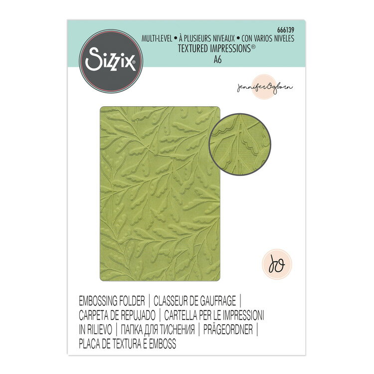 Sizzix シジックス マルチレベル テクスチャード インプレッションズ エンボッシング フォルダー  / Multi-Level Textured Impressions Embossing Folder Delicate Leaves by Jennifer Ogborn