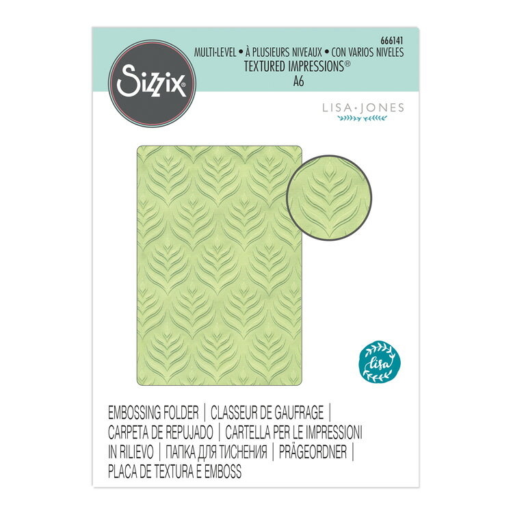 Sizzix シジックス マルチレベル テクスチャード インプレッションズ エンボッシング フォルダー パーム リピート / Multi-Level Textured Impressions Embossing Folder Palm Repeat by Lisa Jones