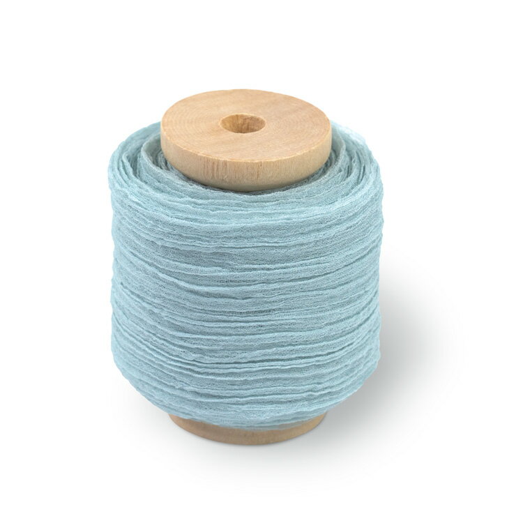 クリンクル シフォンリボン 38mm [アクア]