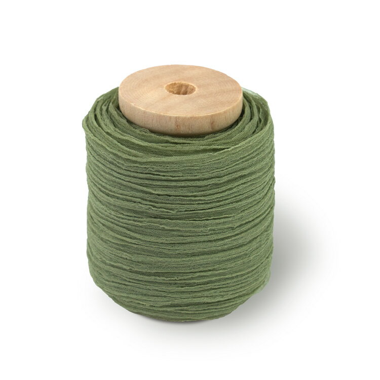 クリンクル シフォンリボン 38mm [リーフグリーン]