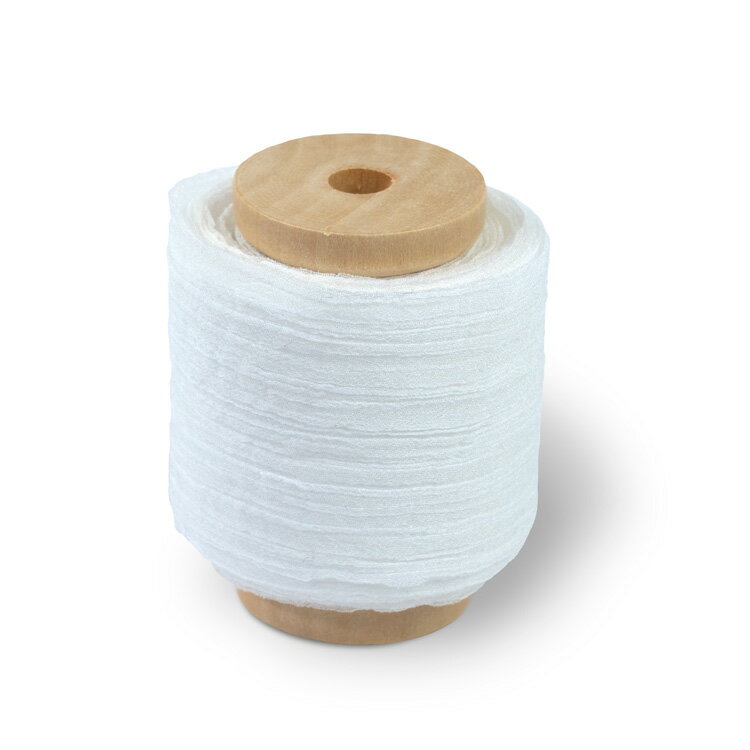 クリンクル シフォンリボン 38mm [スノー]