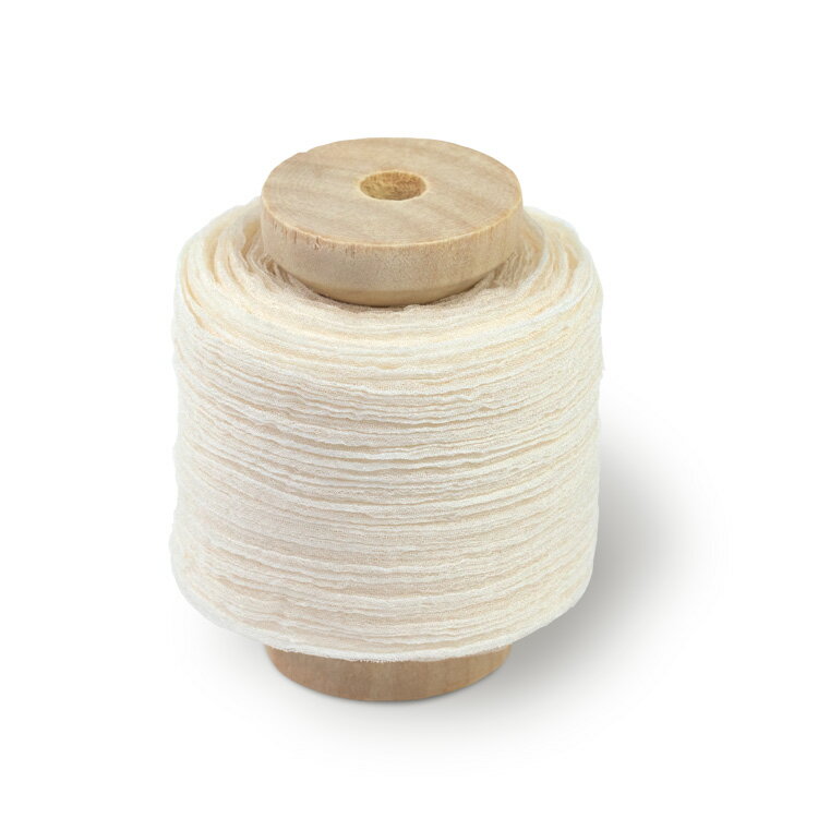 クリンクル シフォンリボン 38mm [アイボリー]