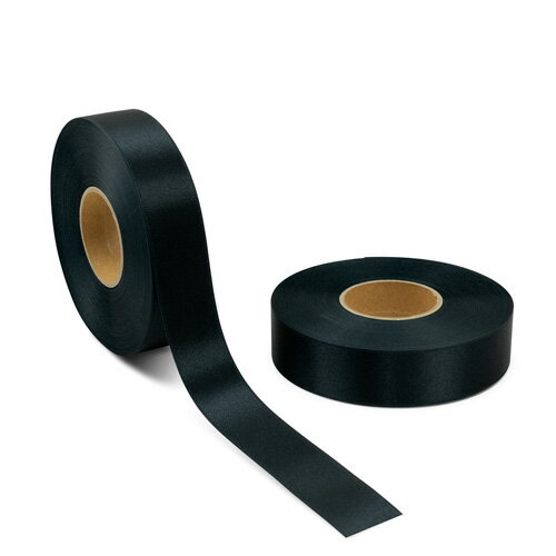 樂天商城 - 両面サテン ダブルサテン リボン 25mm エボニー 1ロール( 約30m )