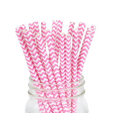 ペーパーストロー 紙ストロー [ストロベリー シェブロン] 25本入 / Paper Straws Strawberry Chevron 25pcs