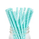 ペーパーストロー 紙ストロー [ベビーブルー ミニドット] 25本入 / Paper Straws Baby Blue Mini Polka Dot 25pcs