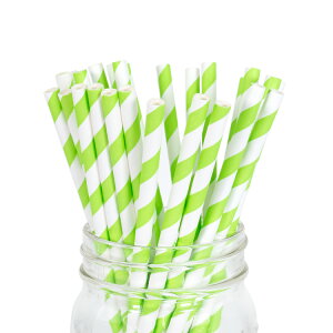 ペーパーストロー 紙ストロー [キウイ ストライプ] 25本入 / Paper Straws Kiwi Stripe 25pcs