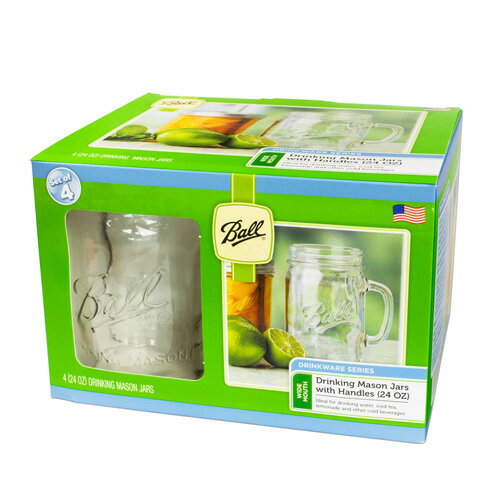 ボールメイソンジャー ワイドマウス ドリンキング マグ 710ml 4個入 / Ball Mason Jar Drinking Mug Wide Mouth 24oz 4pc