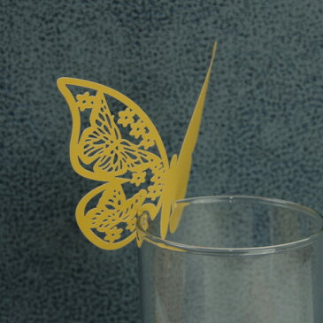 デコレーションペーパーカード [バタフライ ゴールド] 10枚入り / Decoration Paper Cord [Butterfly Gold] 10pcs