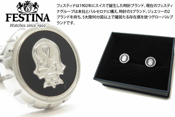 カフス　時計 FESTINA フェスティナ CHRONOBIKE BLACK & SILVER CUFFLINKS クロノバイクカフス（ブラック＆シルバー）【カフスボタン　カフリンクス】 父の日