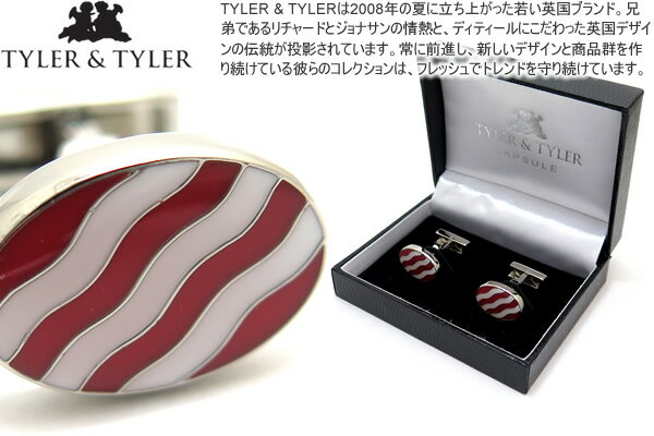 TYLER & TYLER タイラー&タイラー CAPSULE BOLD WAVE RED／WHITE CUFFLINKS カプセルボールドウェーブカフス（レッド／ホワイト）【送料無料】【カフスボタン　カフリンクス】 父の日