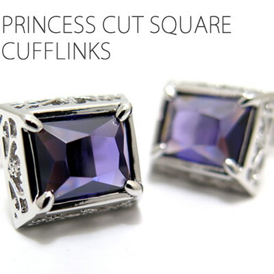 LUMIE8500 PRINCESS CUT SQUARE PURPLE CUFFLINKS プリンセスカットスクウェアカフス パープル 【カフスボタン カフリンクス】【無料ラッピング】 父の日