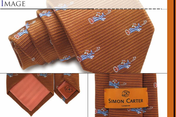 SIMON CARTER サイモンカーター AIRPLANE ORANGE 飛行機 シルクネクタイ（オレンジ）【日本製】【送料無料】【ネクタイ　タイ】【ブランド】