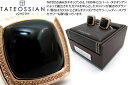 TATEOSSIAN タテオシアン SILVER SIGNATURE SQUARE ONYX CUFFLINKS シグニチャースクウェアローズゴールドシルバーカフス（オニキス） 