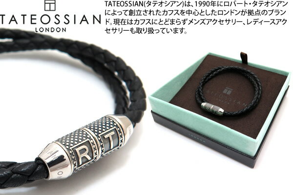 TATEOSSIAN ^eIVA LEATHER SILVER LUCKY ME BLACK BRACELET U[ Vo[bL[~[uXbgiubNj yuhz