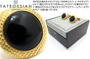 TATEOSSIAN タテオシアン BUSINESS BULLSEYE SEMI PRECIOUS YELLOW GOLD & ONYX CUFFLINKS　ビジネス ブルズアイ半貴石カフス（イエローゴールド＆オニキス） 