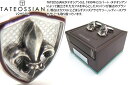 タテオシアン(カフス) TATEOSSIAN タテオシアン SILVER NOVELTY SHIELD FLEUR DE LYS RHODIUM ＆ RED ENAMEL CUFFLINKS　ノベルティ　ゆりの紋章の盾シルバーカフス（ロジウム＆レッドエナメル） 【送料無料】【ブランド】