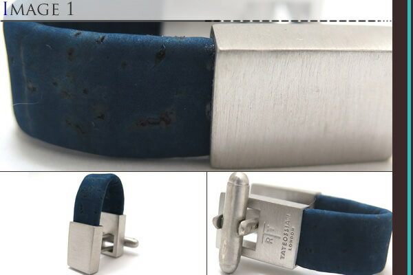 TATEOSSIAN タテオシアン NOVELTY OPORTO WRAP AROUND RHODIUM & BLUE CORK CUFFLINKS　ノベルティ オポルトラップアラウンドカフス（ロジウム＆ブルーコルク） 【送料無料】【カフスボタン　カフリンクス】【ブランド】