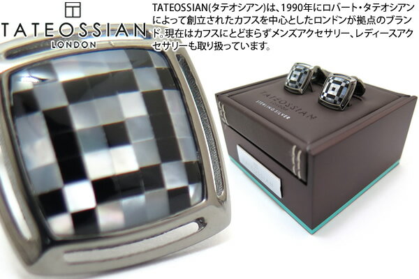 タテオシアン(カフス) TATEOSSIAN タテオシアン SILVER STONES OF THE WORLD ART DECO MOSAIC BLACK RHODIUM & MOP + ONYX CUFFLINKS　ストーンオブザ・ワールド モザイクアールデコシルバーカフス（ブラックロジウム＆白蝶貝+オニキス）