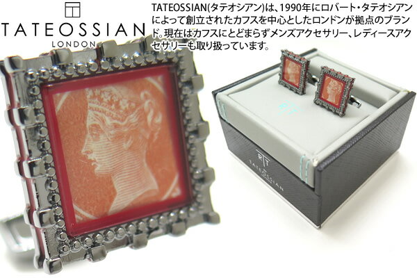 タテオシアン(カフス) TATEOSSIAN タテオシアン REGALIA VICTORIA GUNMETAL & VERMILLION STAMP CUFFLINKS　レガリアビクトリアカフス（ガンメタル&バーミリオン切手）