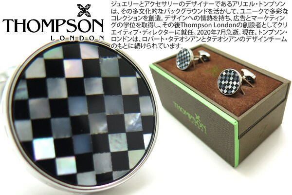 THOMPSON トンプソン TH MOSAIC SEMI PRECIOUS WHITE BRONZE ONYX CUFFLINKS モザイク半貴石カフス（白蝶貝＆オニキス）【トンプソン正規取扱】【送料無料】【カフスボタン カフリンクス】【ブランド】 父の日