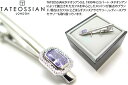 TATEOSSIAN タテオシアン HALO RECTANGLE RHODIUM & LAVENDER CZ TIE CLIP ハロレクタングルタイバー(ロジウ...