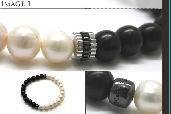 【期間限定ポイント10倍】TATEOSSIAN タテオシアン BEADS SILVER GEAR TRIO SEMI PRECIOUS RHODIUM & WHITE PEARL BRACELET　ビーズシルバー ギアトリオセミプレシャスブレスレット（ホワイトパール） （Mサイズ）【ブランド】