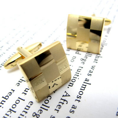 Simple 2500 MATTE & GLOSS GOLD CUFFLINKS マット＆グロスカフス（ゴールド）【カフスボタン　カフリンクス】