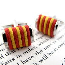 Simple 2500 LEATHER WRAP STRIPE RED ORANGE YELLOW レザー巻きストライプ(レッドイエロー) カフス【カフスボタン　カフリンクス】