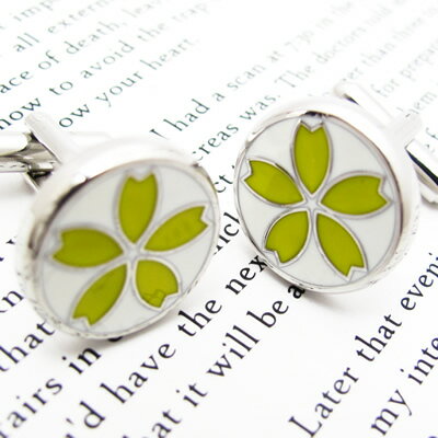 Simple 2500 CHERRY BLOSSOM WHITE & YELLOW CUFFLINKS  JtX izCgCG[jyJtX{^@JtNX@JtXz