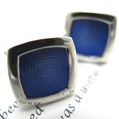 Simple 2500 OVERLAP SQUARE BLUE CUFFLINKS オーバーラップスクウェアブルーカフス【カフスボタン　カフリンクス】